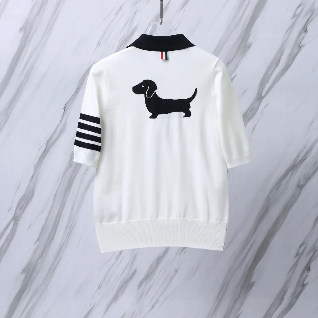 ：M 30（TB POLO ） THOM BROWNE TB POLO Classic Breathable Authentic Quality + Authentic Size：0/1/2 ：White/Navy Blue/Gray